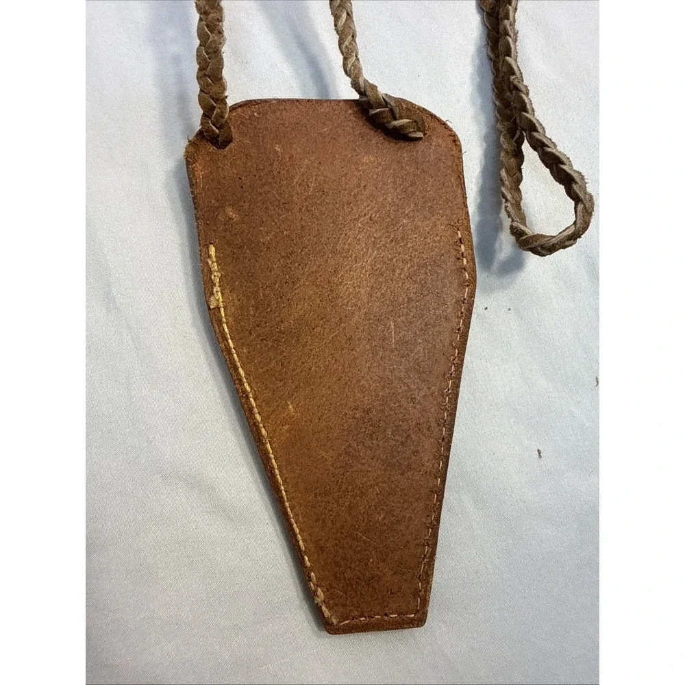 Vintage Handcrafted Leather Neck Sheath Holster Tool Case with Braided Strap
